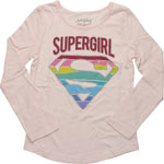 Supergirl Glitter Logo Youth T-Shirt - Long Sleeve