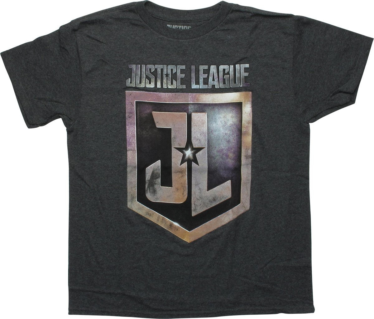 Justice League Movie Name and Logo Youth T-Shirt