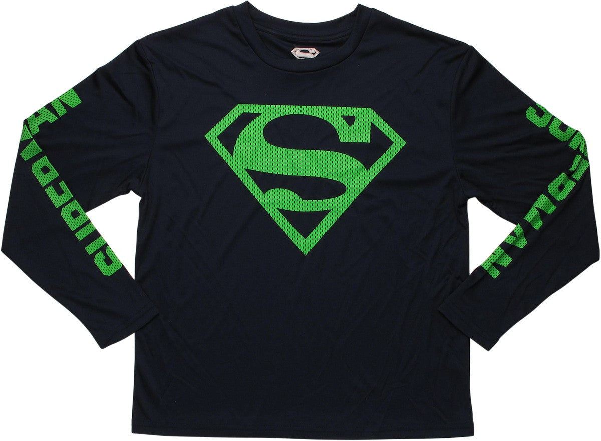 Superman Mesh Logo Long Sleeve Youth T-Shirt