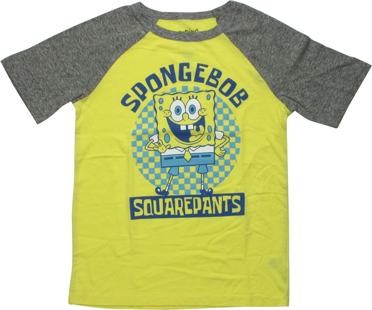 Spongebob Squarepants Checker Raglan Youth T-Shirt