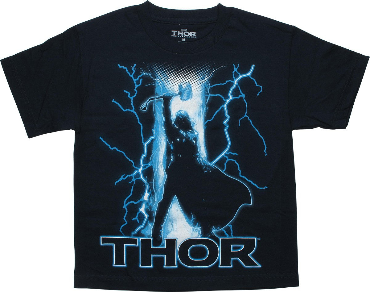 Thor Dark World Lightning Navy Blue Youth T-Shirt