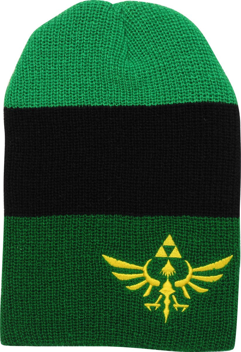 Zelda Crest Green and Black Stripe Beanie