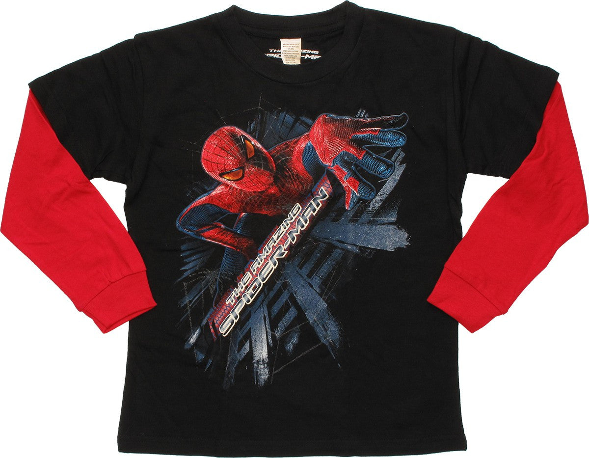 Amazing Spiderman Wall Climb LS Youth T-Shirt