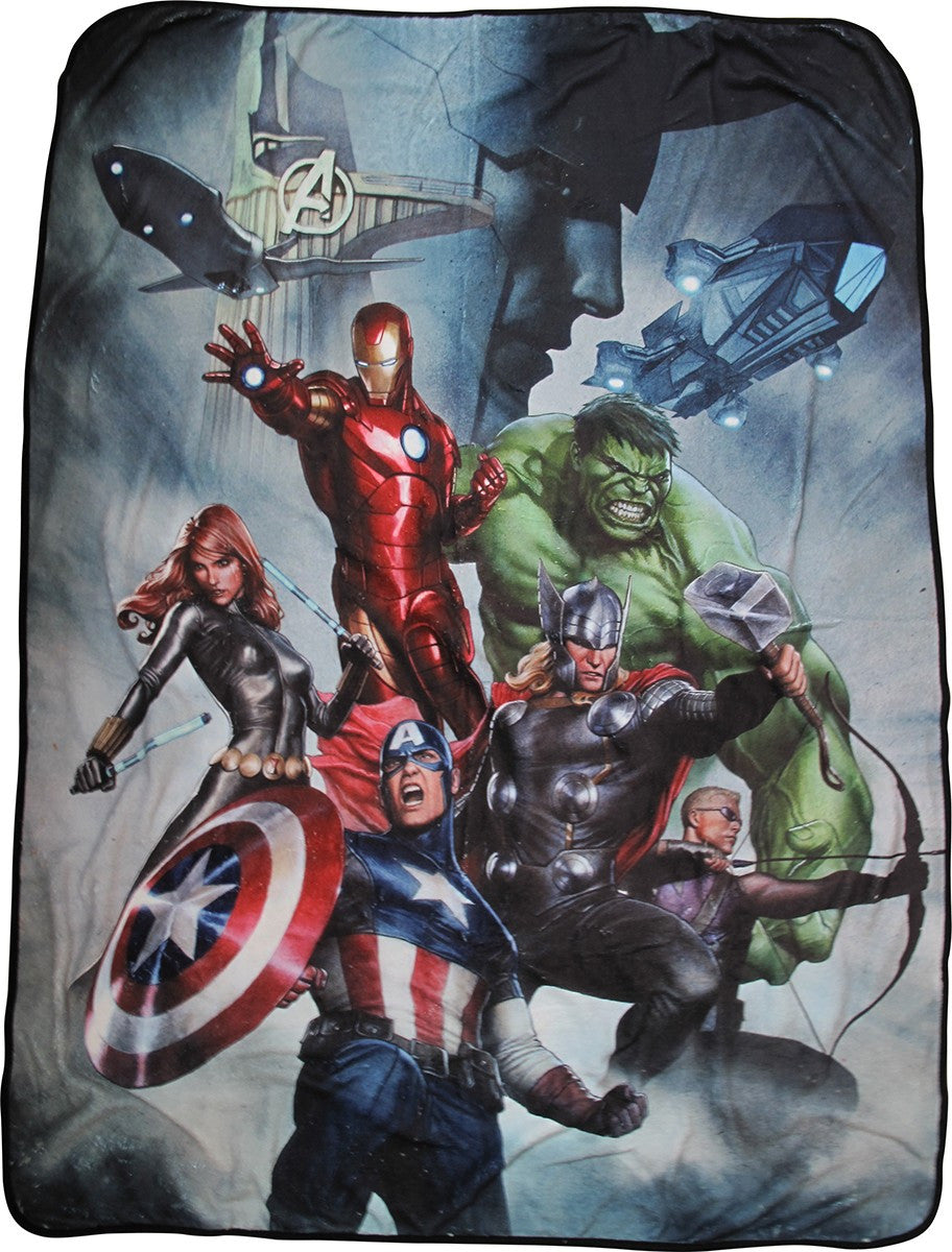 Avengers Assemble Heroes and Loki Fleece Blanket