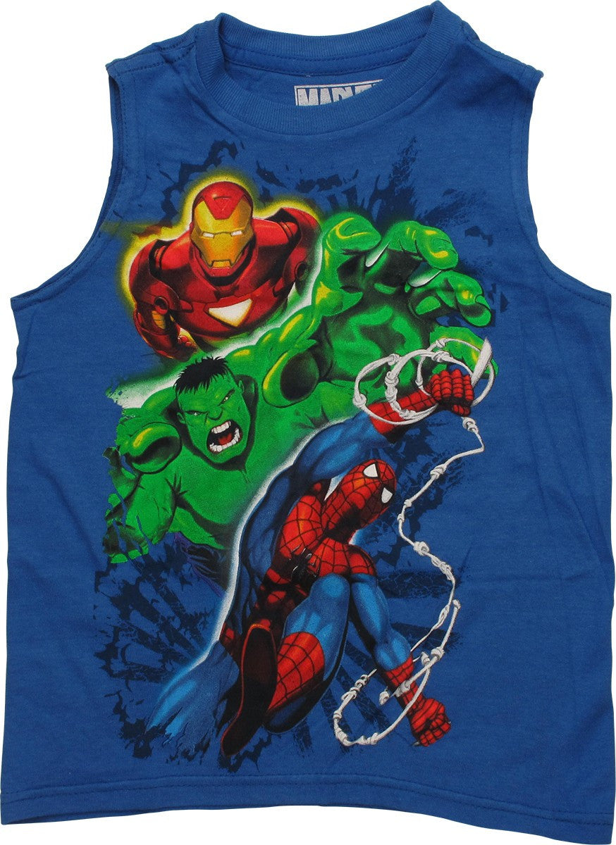 Avengers Backlit Hero Blue Tank Juvenile T Shirt