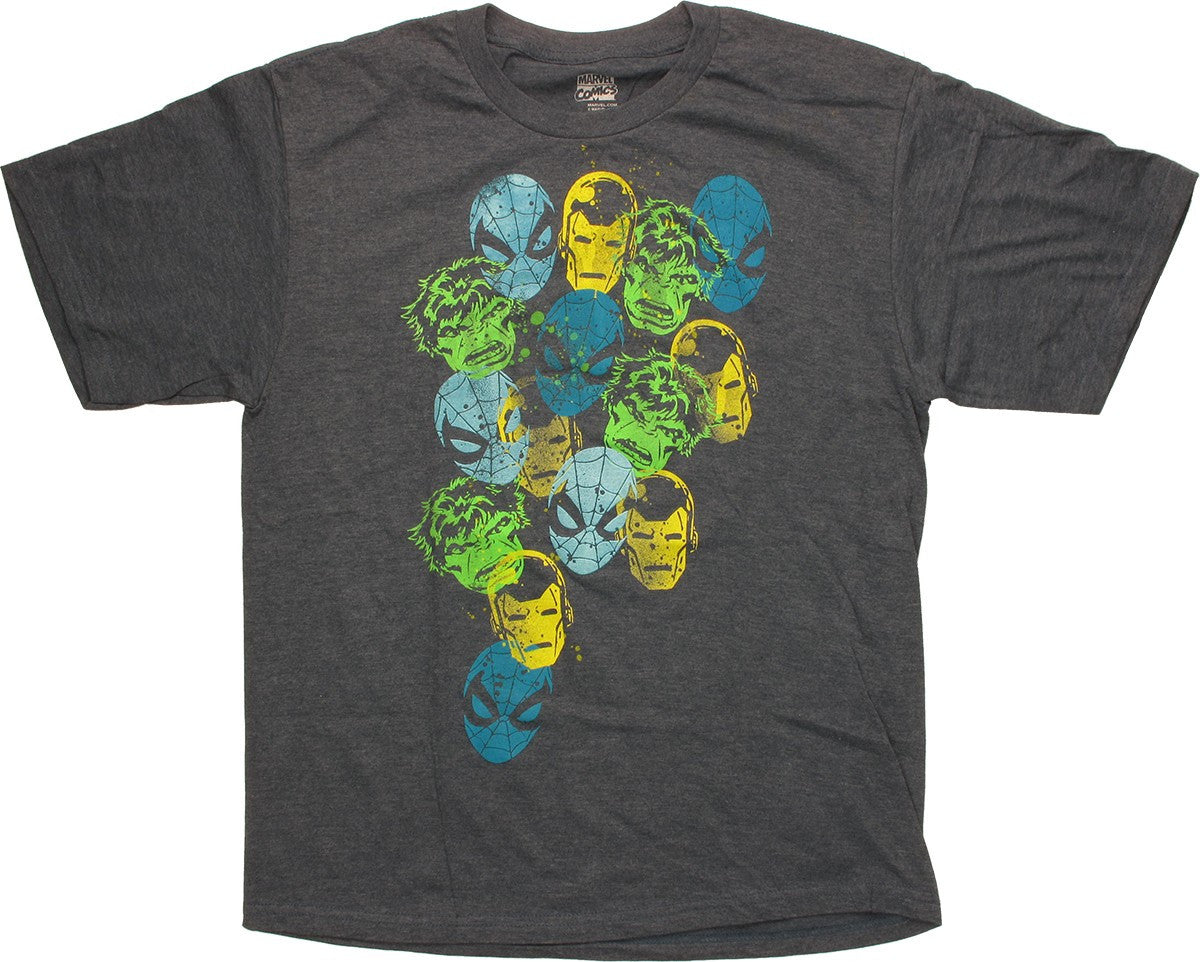 Avengers Head Stamp Heather Navy Youth T Shirt