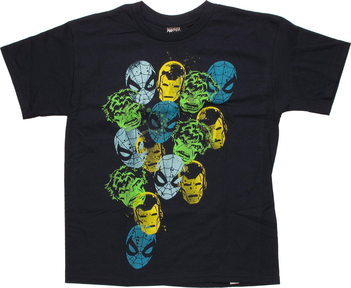 Avengers Head Stamp Navy Youth T Shirt