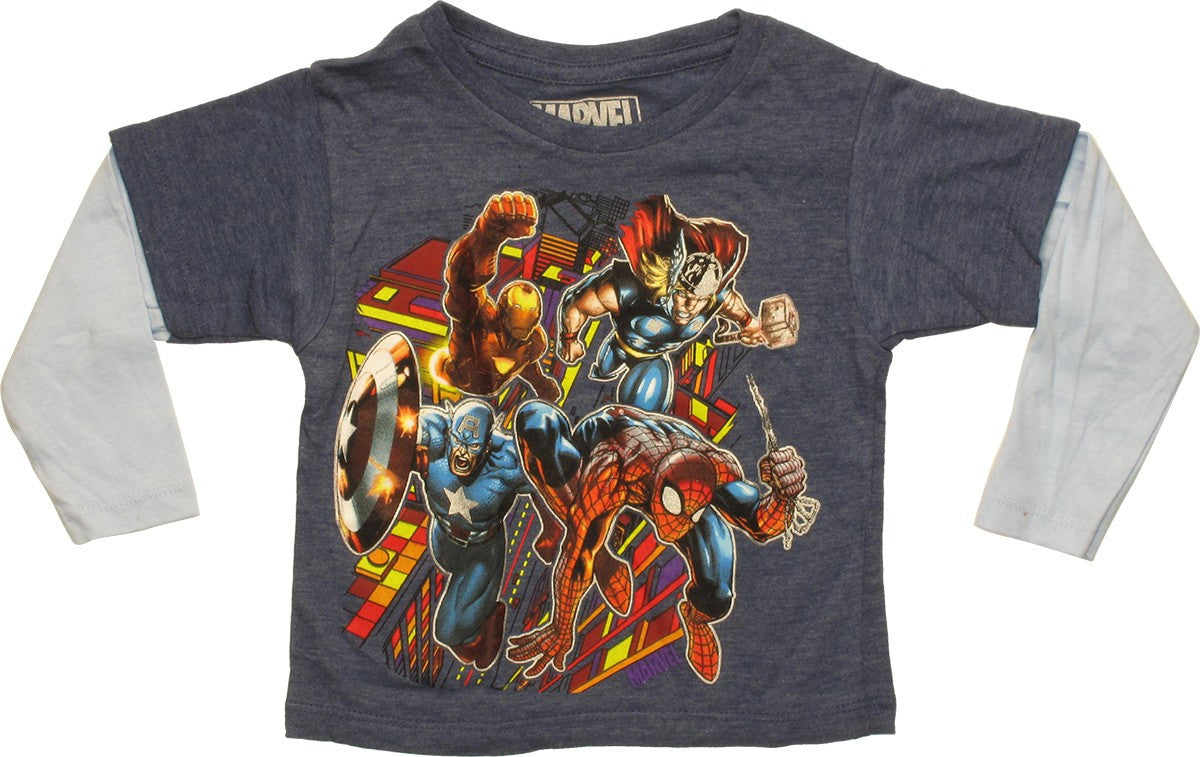 Avengers Heroes City Rush Navy LS Toddler T-Shirt