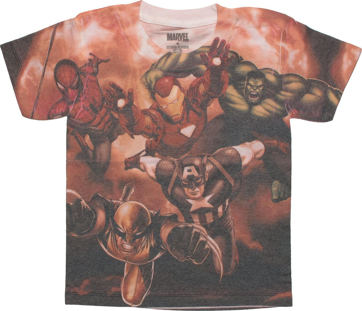 Avengers Heroes In Action Sublimated Youth T-Shirt