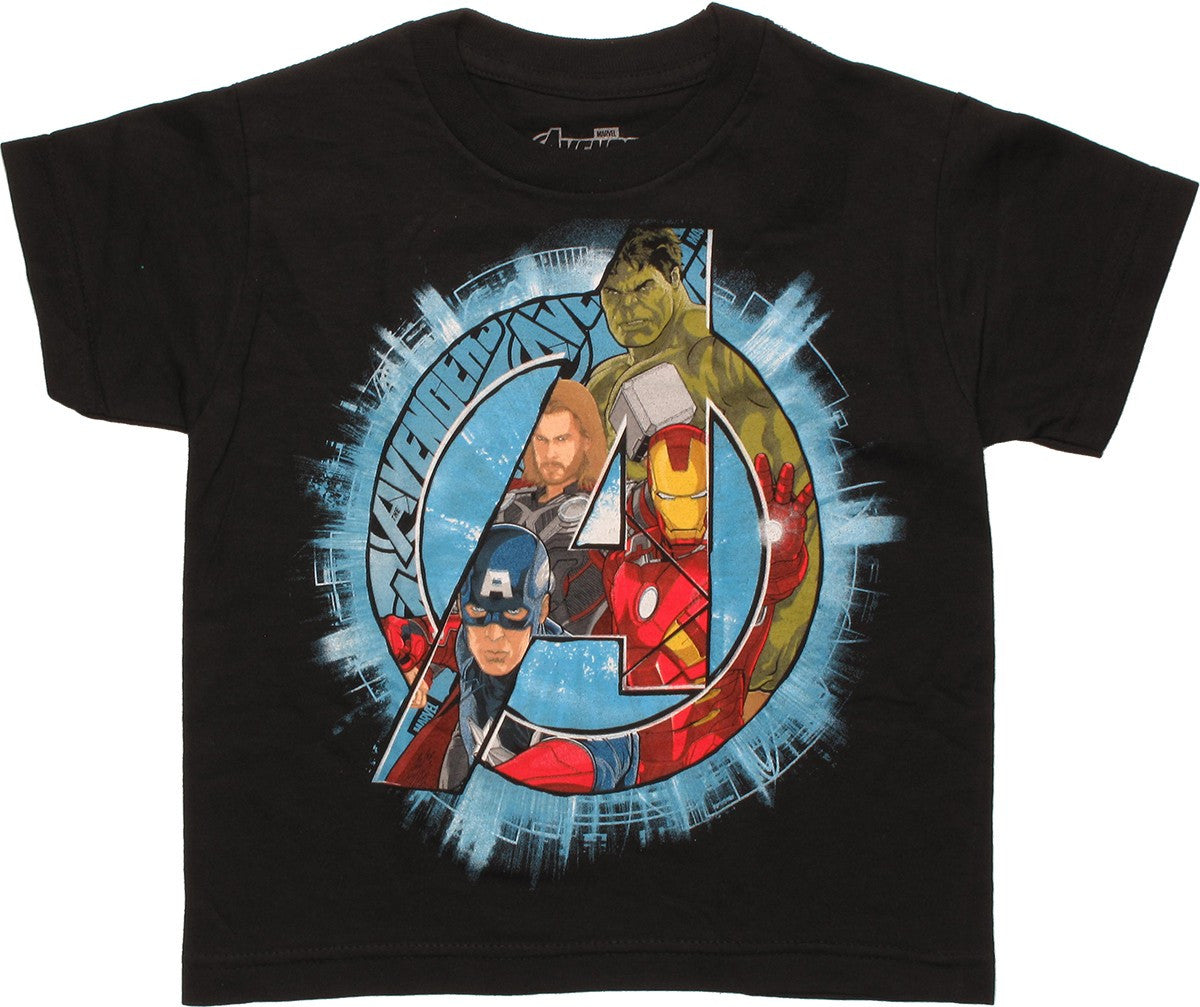 Avengers Inside A Logo Black Juvenile T Shirt