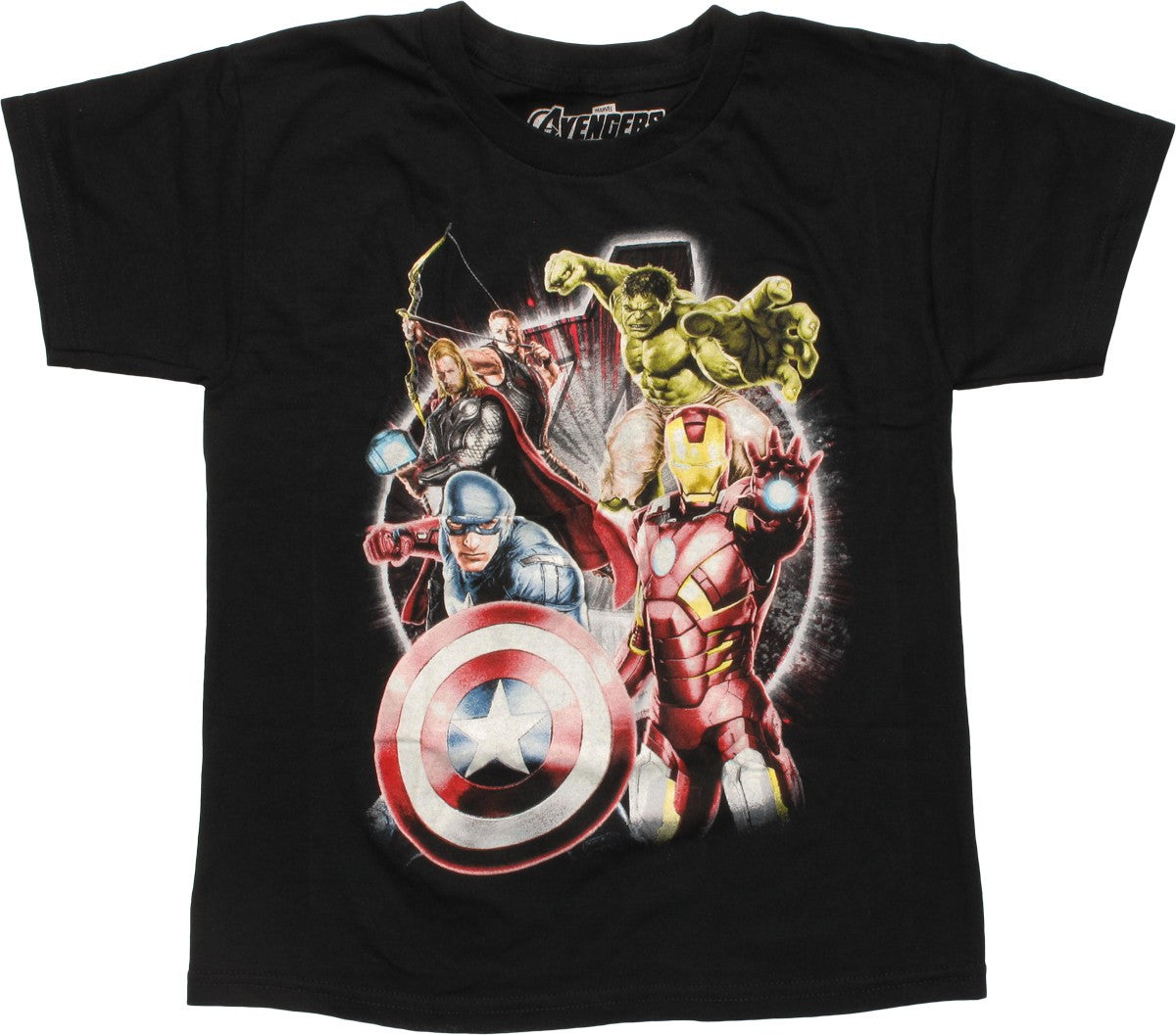 Avengers Movie Heroes Ready Black Youth T-Shirt