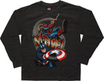 Avengers Spid Cap Shield Long Sleeve Youth T Shirt