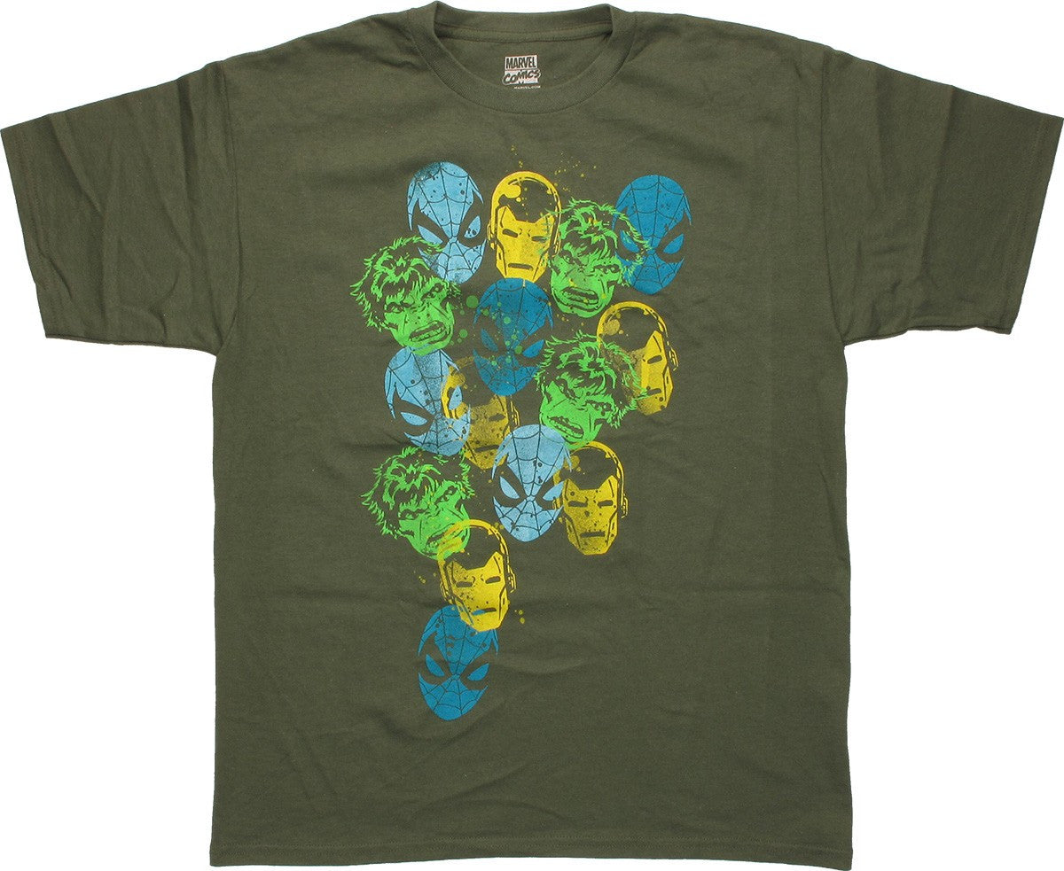 Avengers Stamped Heads Green Youth T-Shirt