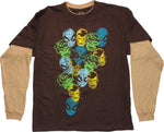 Avengers Stamps Brown Long Sleeve Youth T Shirt