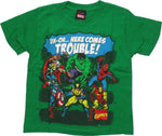 Avengers Uh-Oh Trouble Green Juvenile T Shirt