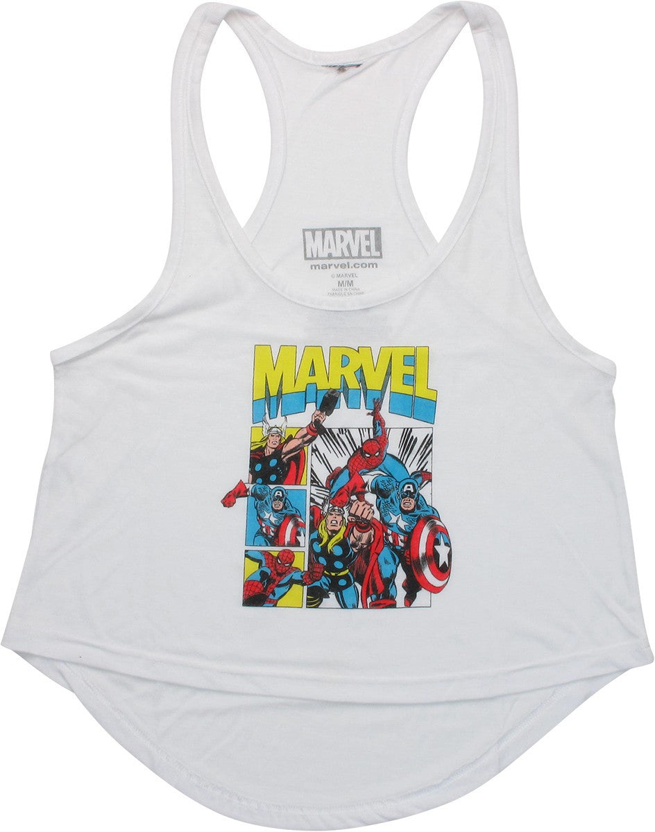 Avengers Group Panels Racerback Juniors Tank Top