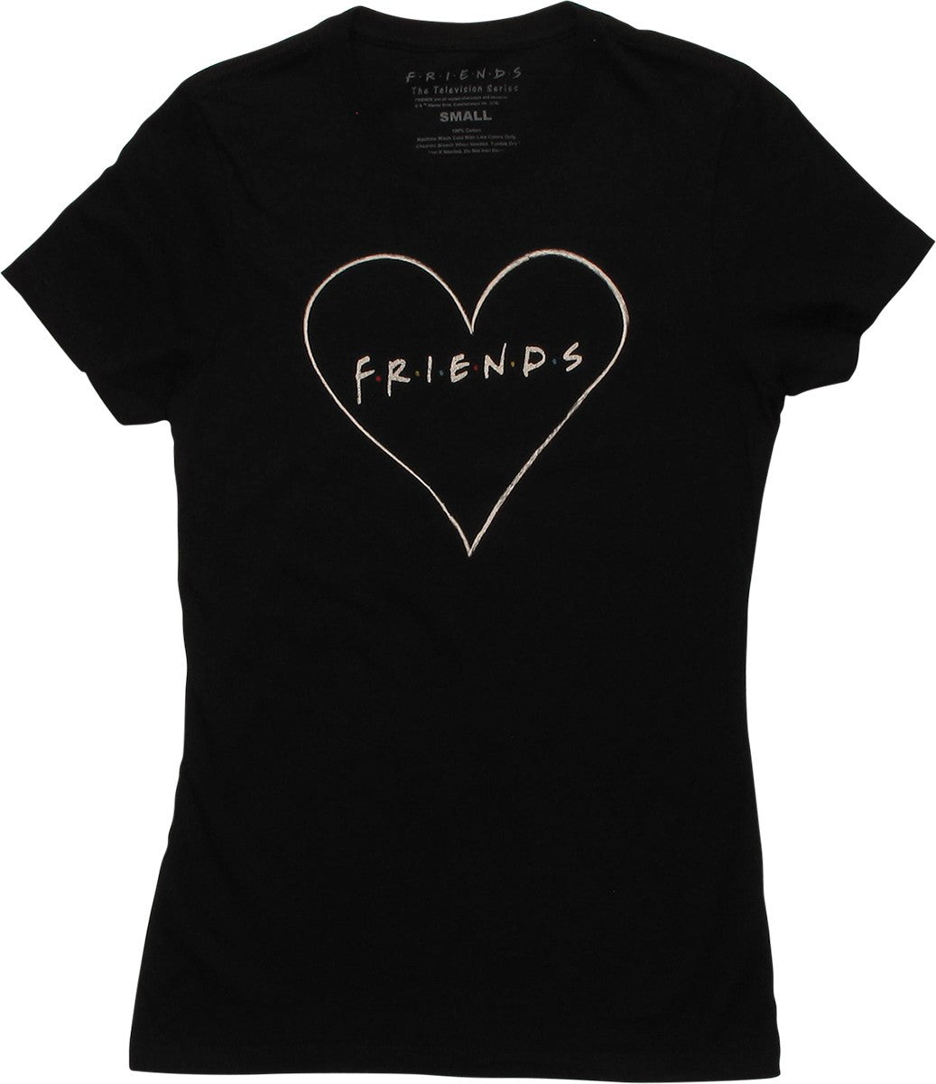 Friends Heart Logo Black Juniors T-Shirt