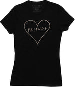 Friends Heart Logo Black Juniors T-Shirt