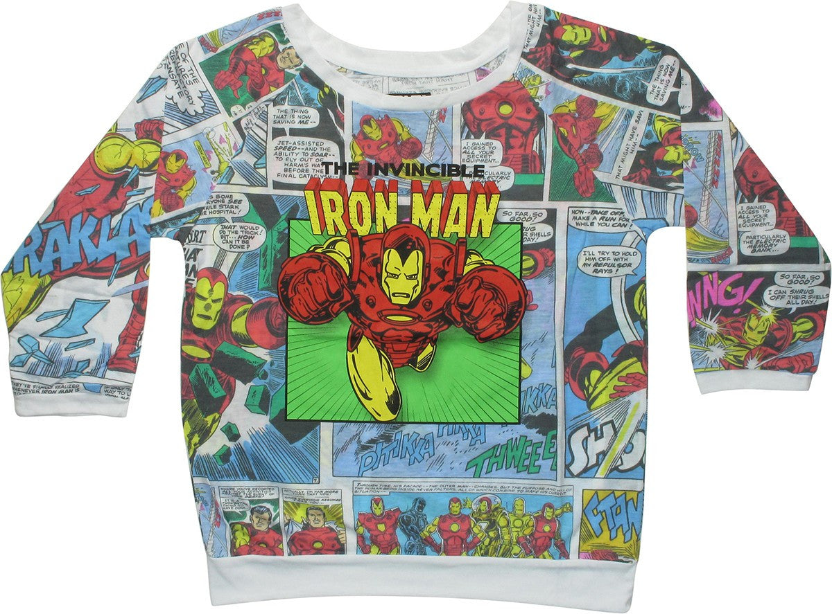 Invincible Iron Man Comic Panels Juniors T-Shirt