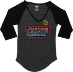 Justice League Stitch Logo Raglan Juniors T-Shirt