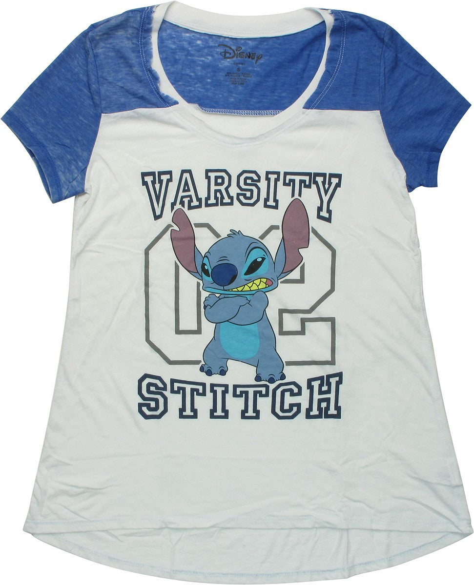 Lilo and Stitch 02 Varsity Stitch Juniors T-Shirt