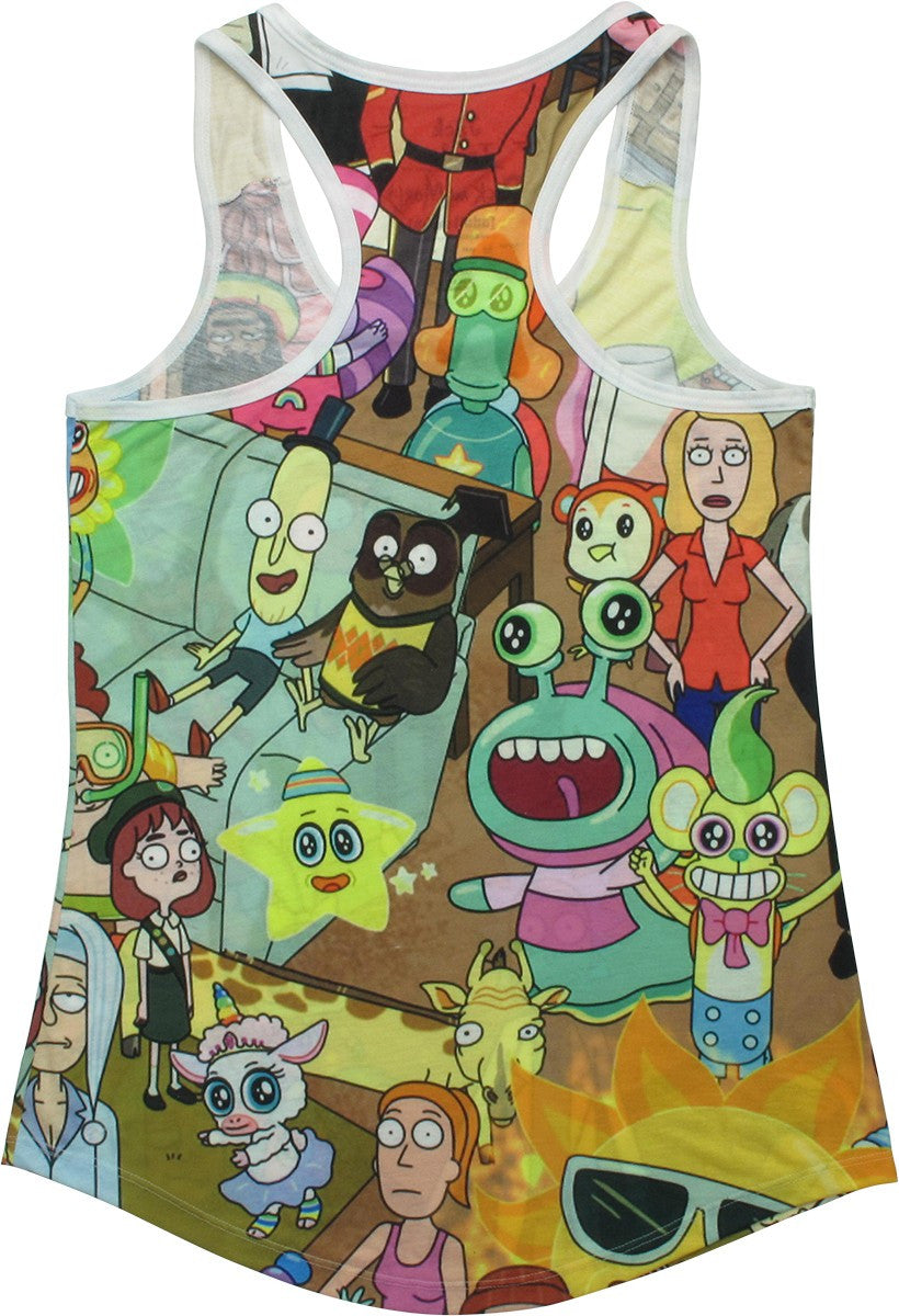 Rick and Morty Characters AOP Juniors Tank Top