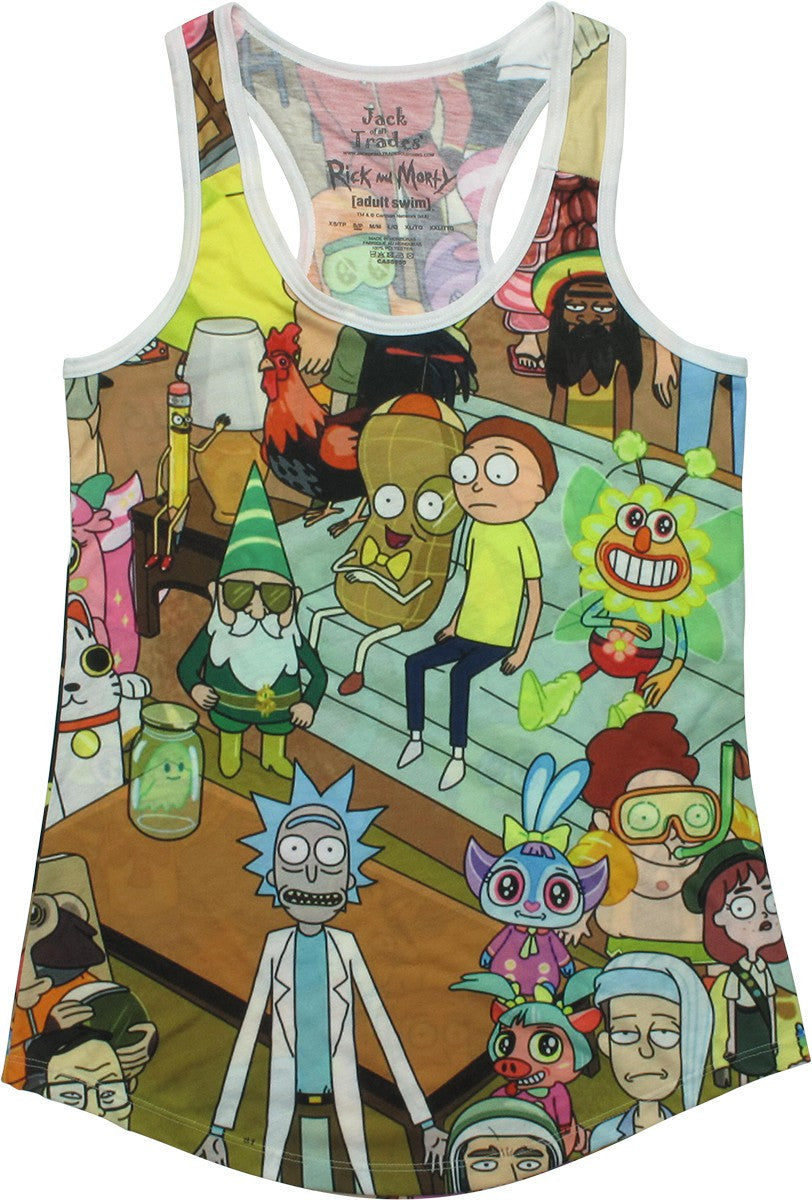 Rick and Morty Characters AOP Juniors Tank Top