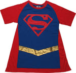 Supergirl Gold Belt Costume Caped Juniors T-Shirt