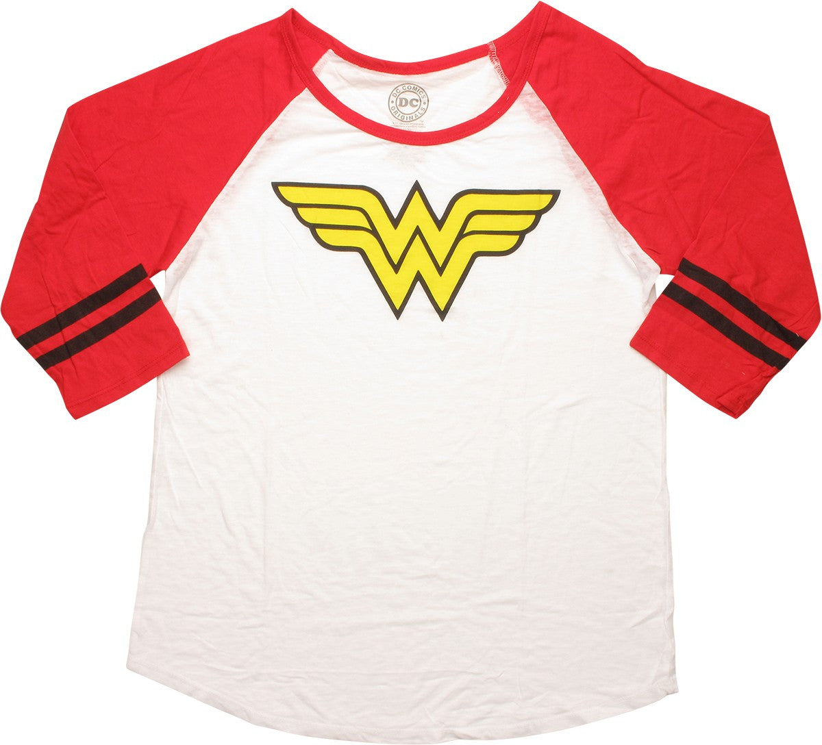Wonder Woman Logo Sheer 3/4 Raglan Juniors T-Shirt