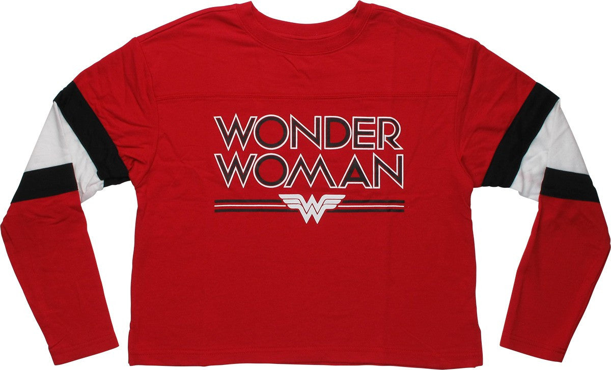Wonder Woman Name Logo Crop Top LS Juniors T-Shirt