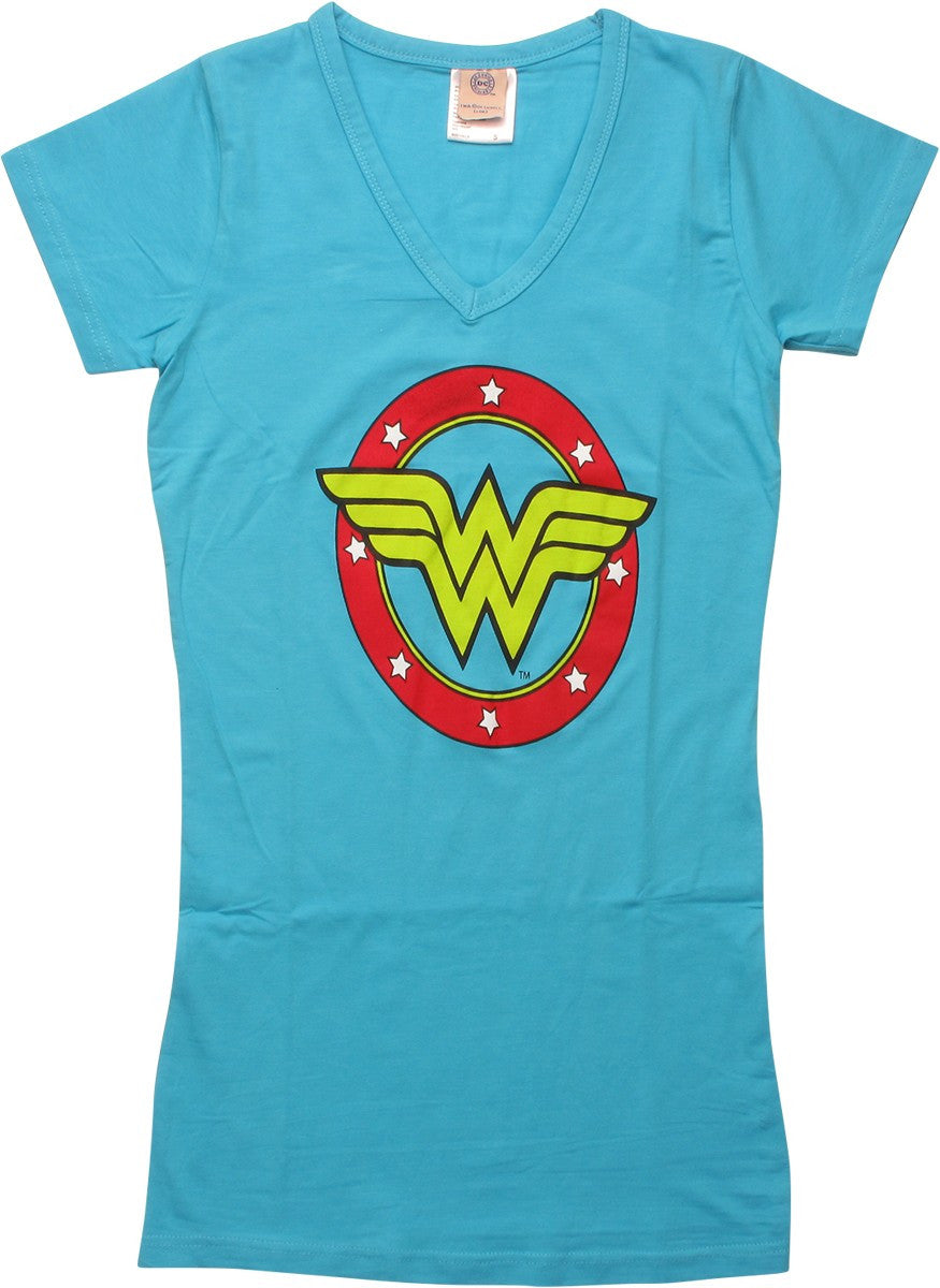 Wonder Woman Symbol V Neck Tunic Juniors T-Shirt