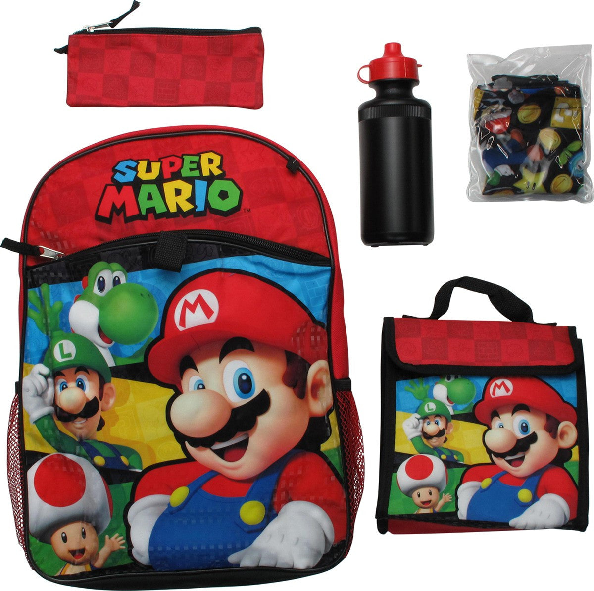 Super Mario Hero Crew 5 Piece Backpack Set