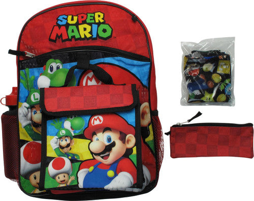Super Mario Hero Crew 5 Piece Backpack Set