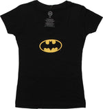 Batman Basic Logo V Neck Juniors T-Shirt