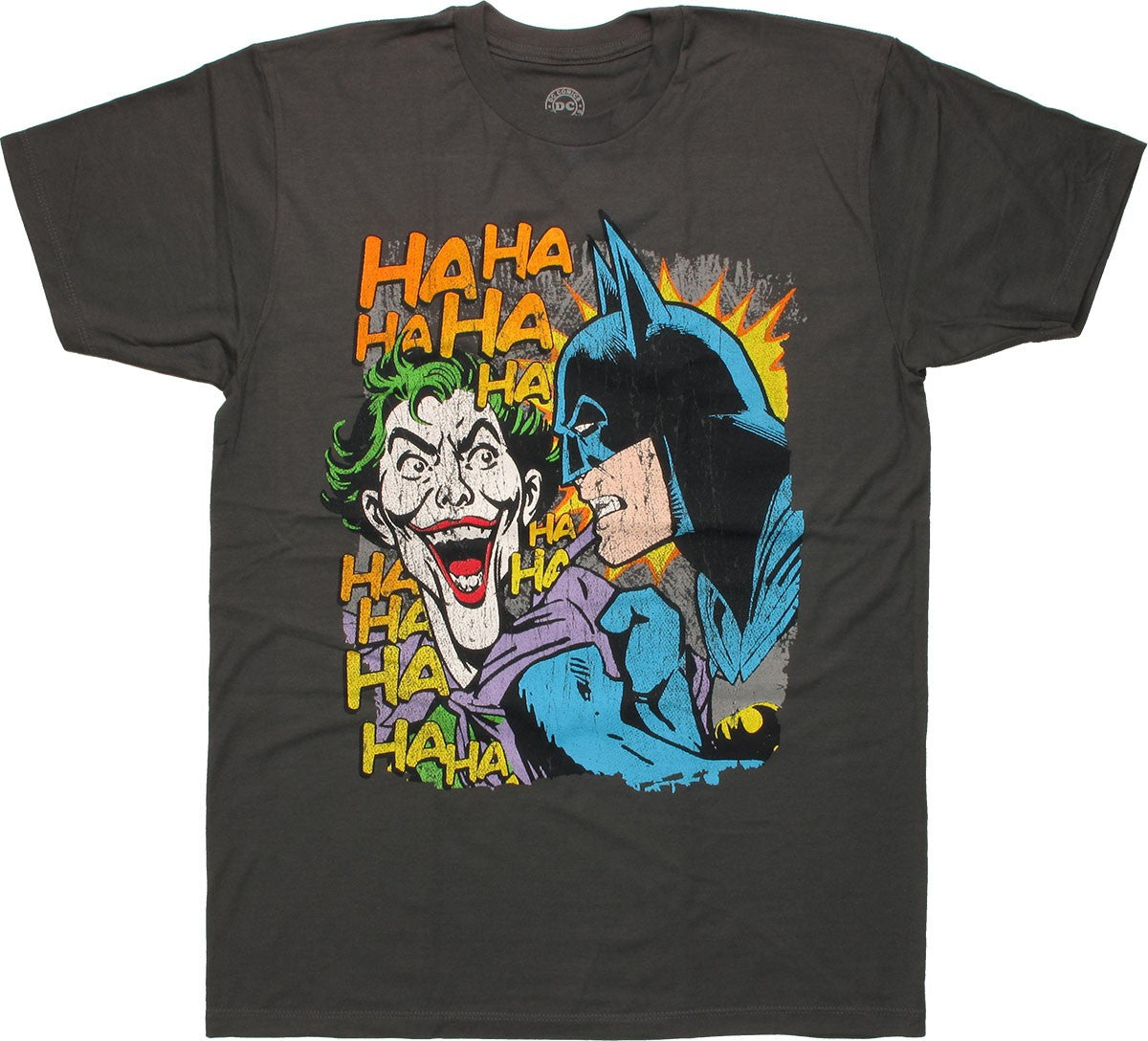 Batman Joker Duo Laugh Charcoal T Shirt Sheer