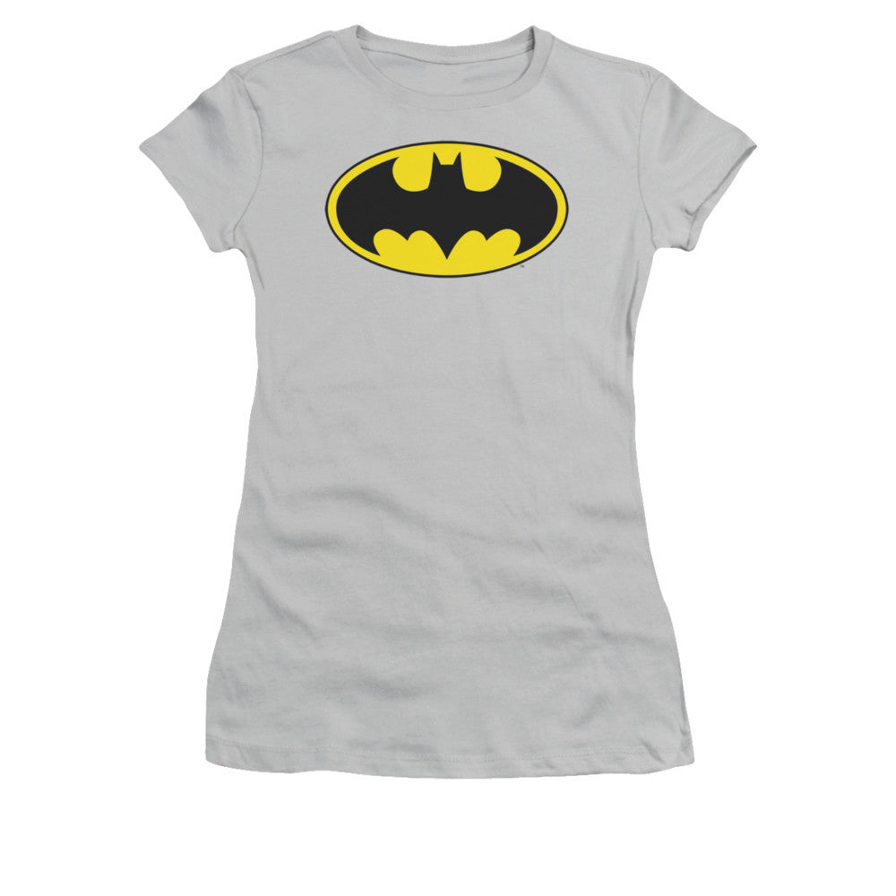 Batman Logo Gray Juniors T Shirt