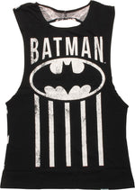 Batman Logo Stripes Twist Back Tank Juniors Tee