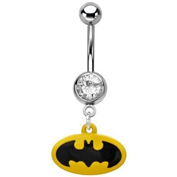 Batman Oval Logo Dangle Belly Ring