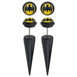 Batman Round Logo Faux Taper Earrings