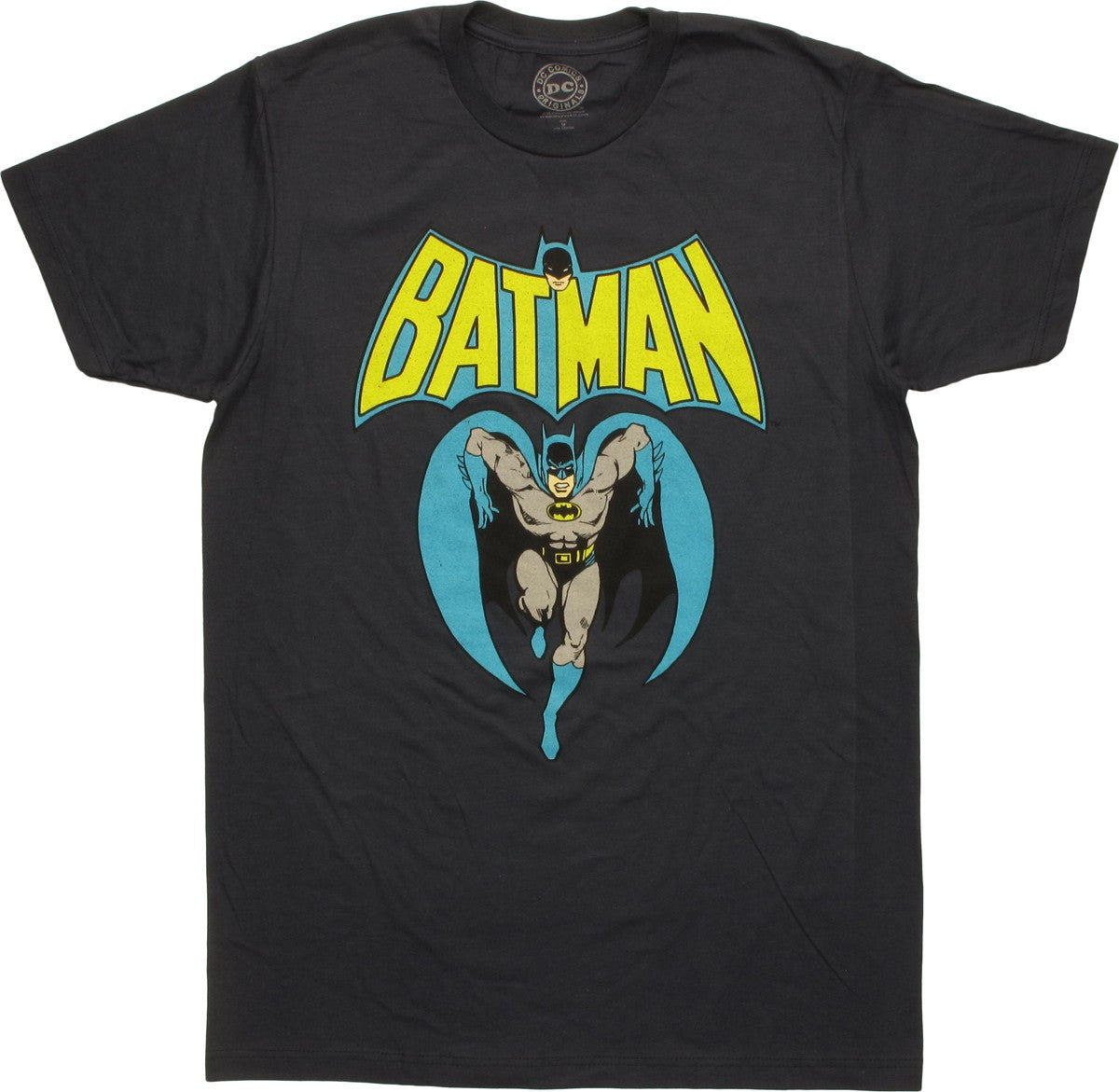 Batman Running Under Classic Name Logo T-Shirt