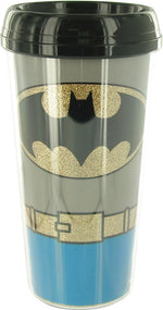 Batman Uniform Glitter Plastic Travel Mug