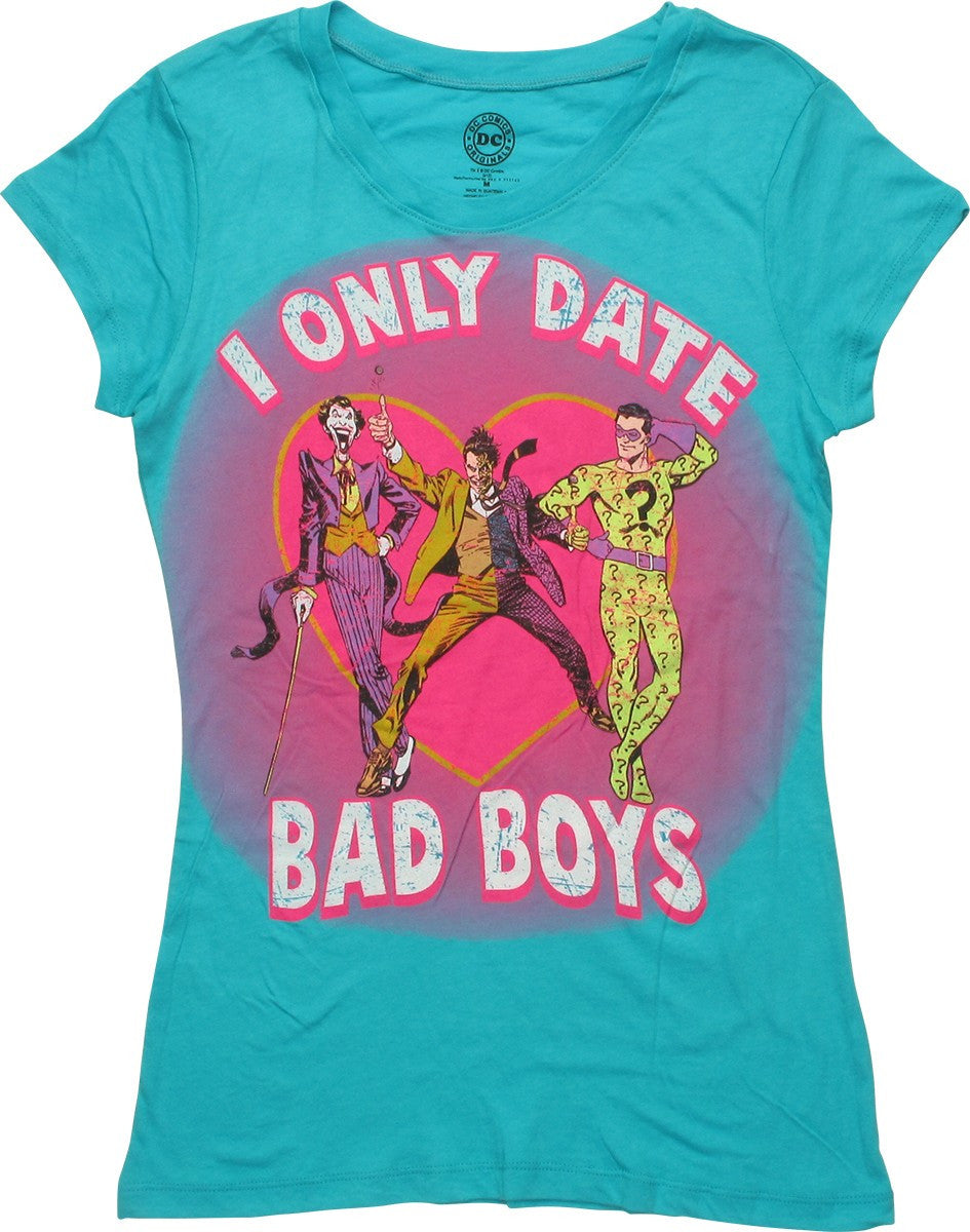 Batman Villains I Only Date Bad Boys Juniors Shirt