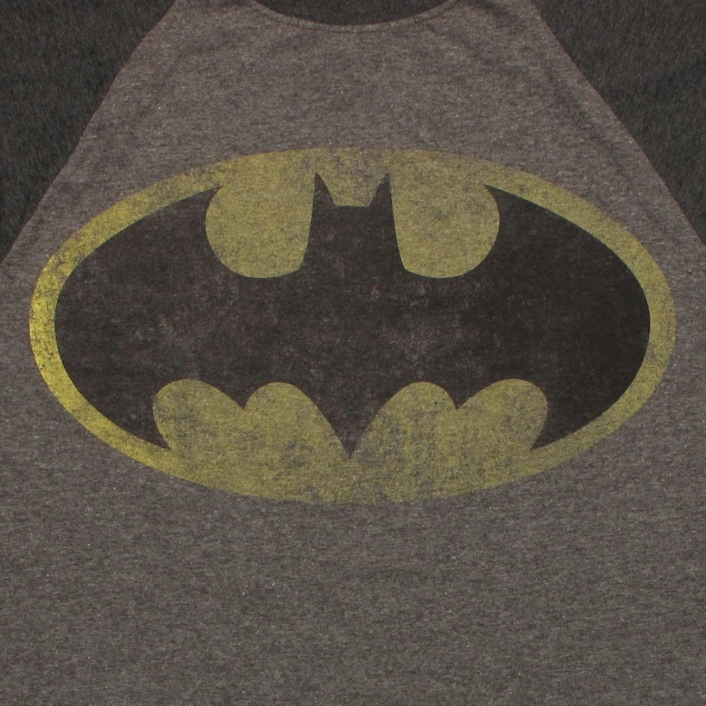 Batman Vintage Logo 3/4 Raglan T Shirt Sheer