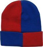 Harley Quinn Red Blue Sequin Cuff Beanie