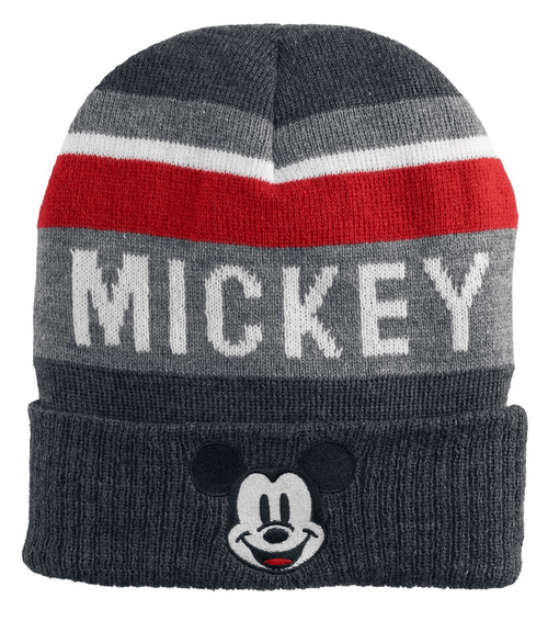 Mickey Mouse Face Name Striped Cuff Beanie