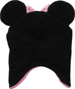 Minnie Mouse Face Satin Bow Ear Flap Junior Beanie
