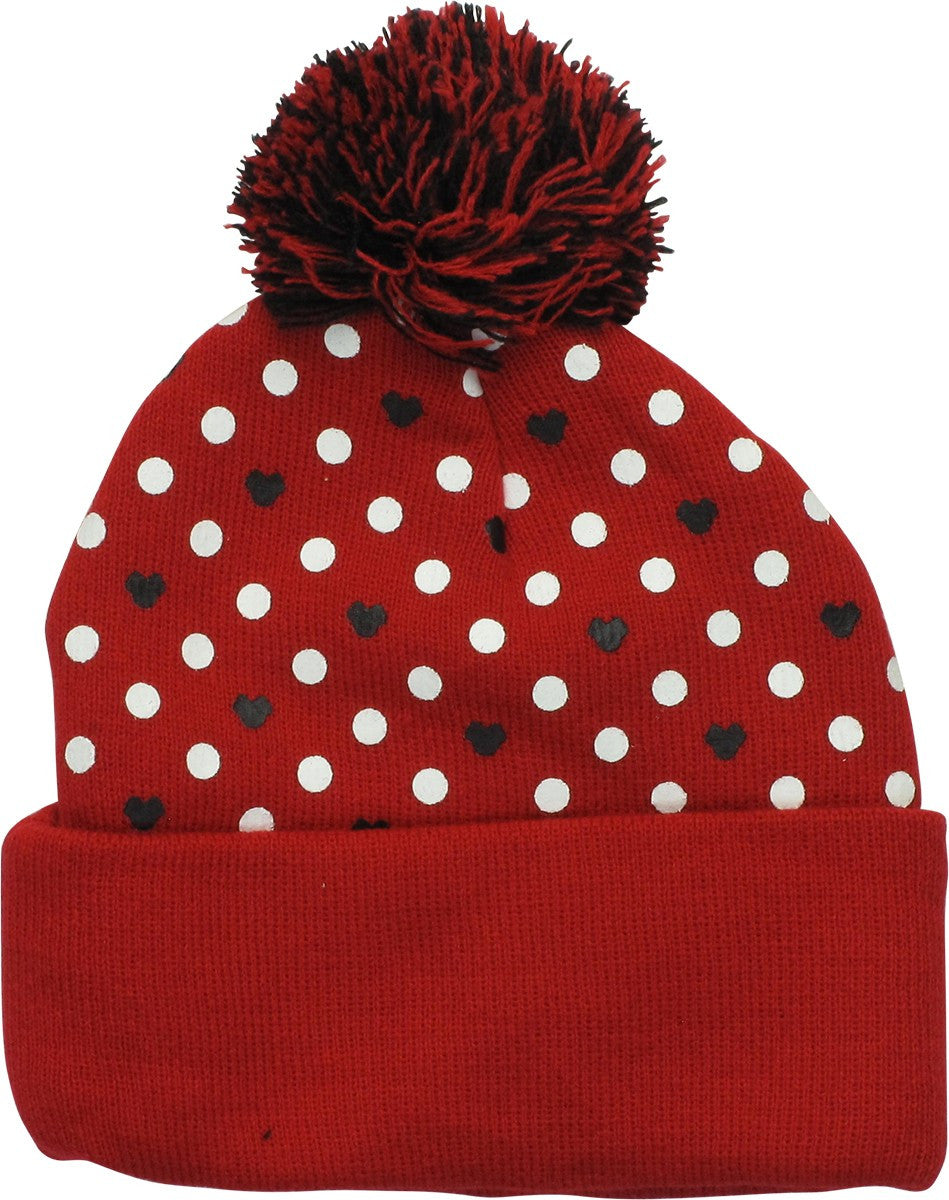 Minnie Mouse Polka Dots Pom Cuff Juniors Beanie
