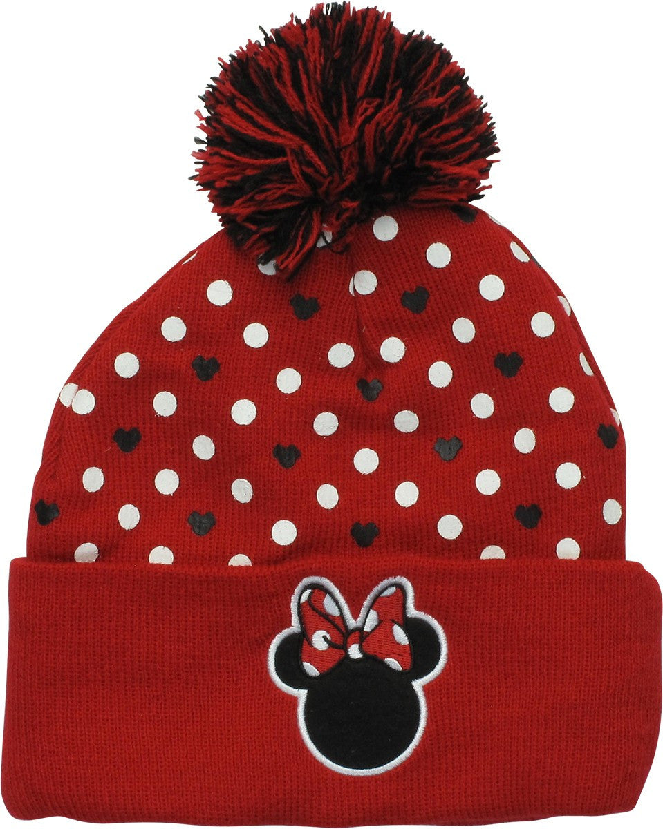 Minnie Mouse Polka Dots Pom Cuff Juniors Beanie