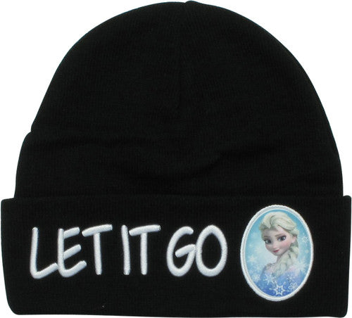 Frozen Elsa Portrait Let It Go Black Cuff Beanie