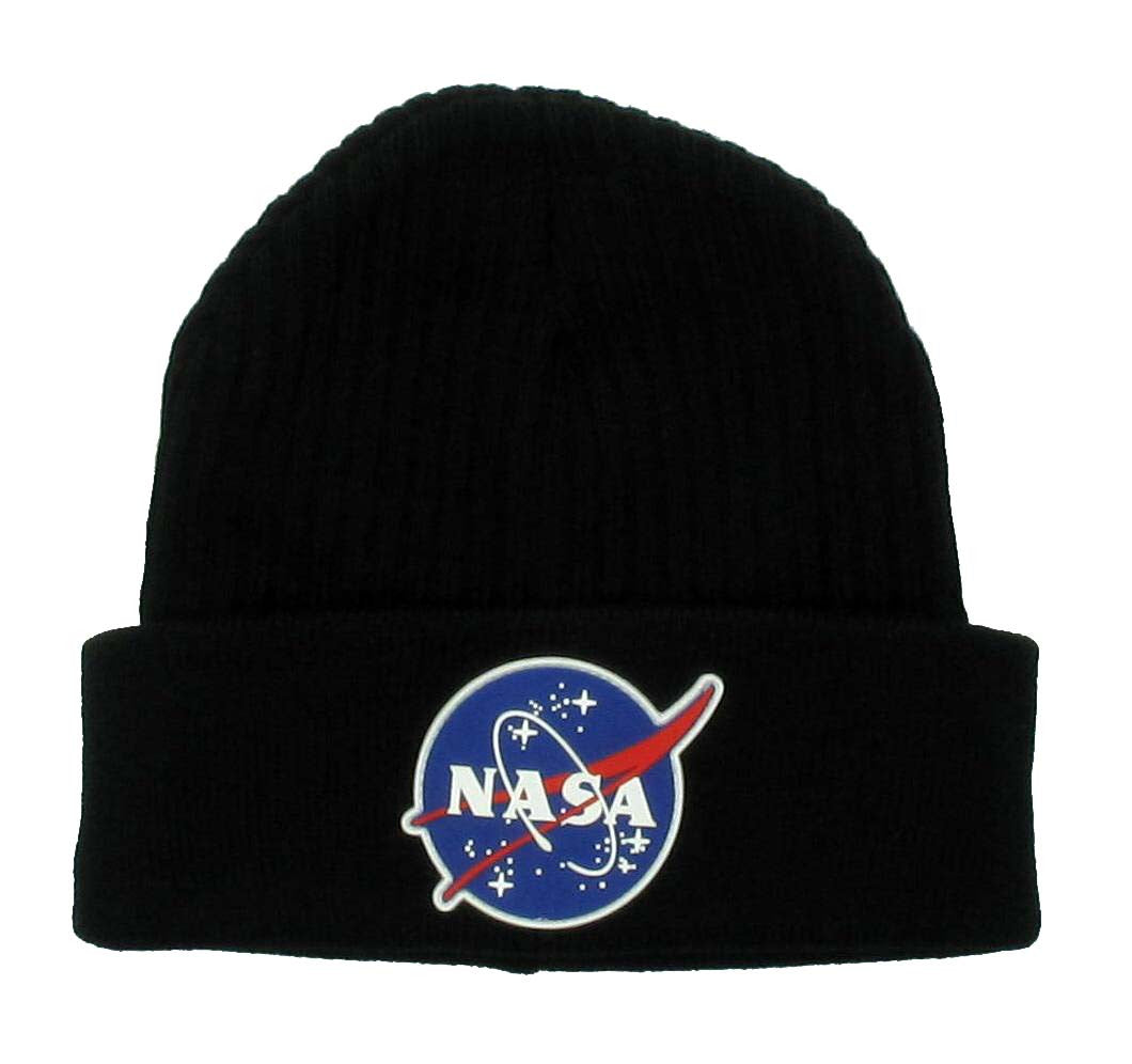 NASA Rubber Emblem Black Cuff Beanie